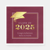 Eleganter Abschluss 2023 Maroon Gold Personalisier Serviette (Vorderseite)