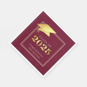 Eleganter Abschluss 2023 Maroon Gold Personalisier Serviette (Ecke)