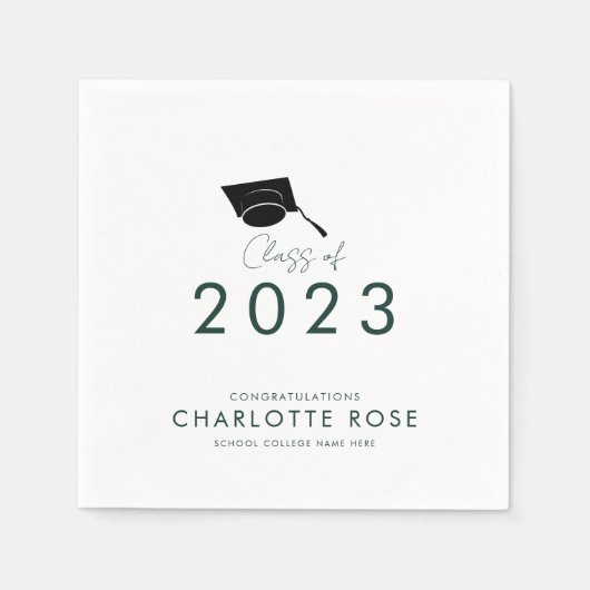 Eleganter Abschluss 2024 Green Script Grad Party Serviette (Vorderseite)
