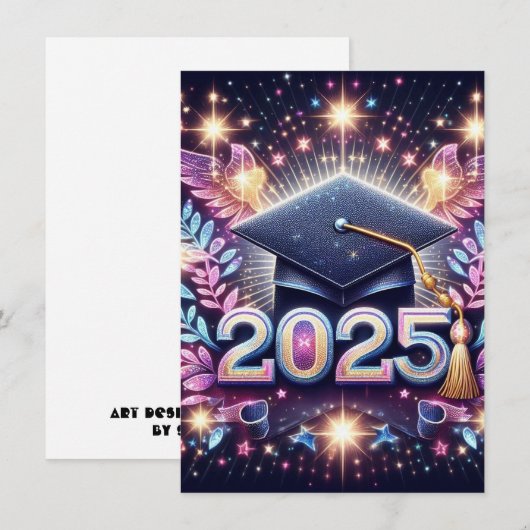 Eleganter Abschluss 2025 Einladung (Vorne/Hinten)