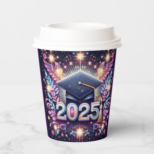 Eleganter Abschluss 2025 Pappbecher (Rückseite)