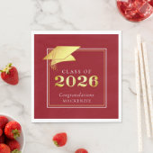Eleganter Abschluss 2025 Red Gold Personalisiert Serviette (Beispiel)