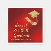 Eleganter Abschluss 2025 Rot und Gold Serviette (Vorderseite)