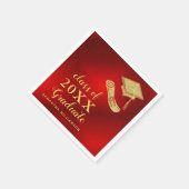 Eleganter Abschluss 2025 Rot und Gold Serviette (Ecke)