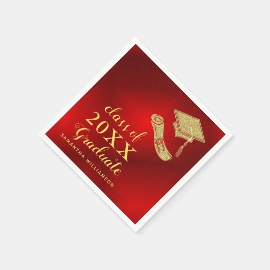 Eleganter Abschluss 2025 Rot und Gold Serviette (Ecke)