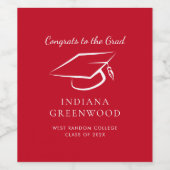 Eleganter Abschluss 2025 Script Red Celebration Weinetikett (Einzelnes Label)