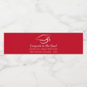 Eleganter Abschluss 2025 Script Red Grad Wasserflaschenetikett (Einzelnes Label)