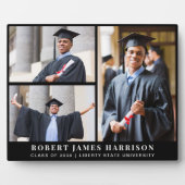 Eleganter Abschluss 3 FotoCollage Schwarz Fotoplatte (Vorderseite)