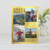 Eleganter Abschluss 4 Foto Imitats Metallic Gold Ankündigung (Stehend Vorderseite)