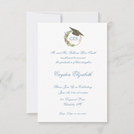 Eleganter Abschluss Ankündigung und Party Einladun (Vorderseite)