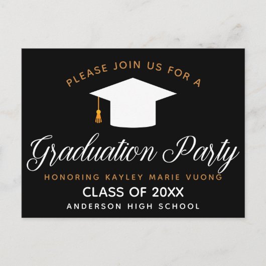 Eleganter Abschluss Black Gold Class 2023 Party Postkarte (Vorderseite)