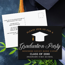 Eleganter Abschluss Black Gold Class 2023 Party Postkarte