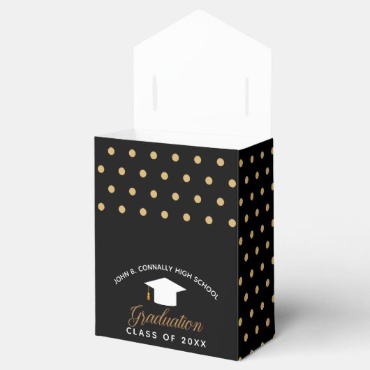 Eleganter Abschluss Black Gold Polka Dots Party Geschenkschachtel (Geöffnet)