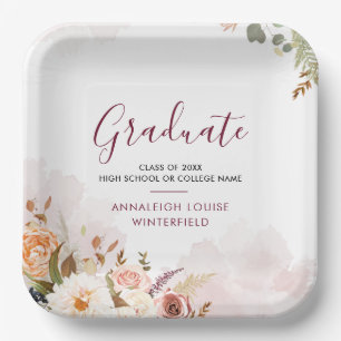 Eleganter Abschluss Bloral Bloom Grad Party Pappteller