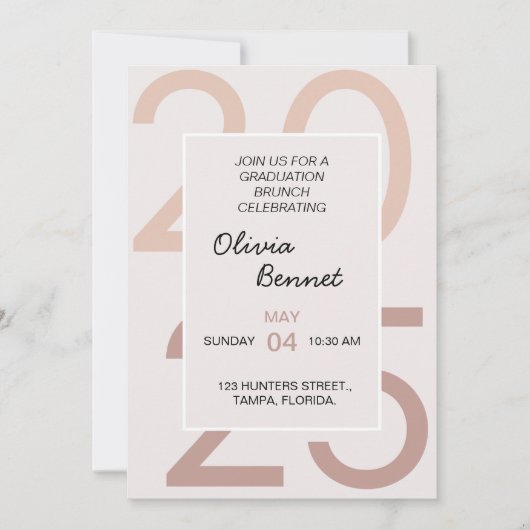 Eleganter Abschluss Brunch Einladung (Vorderseite)