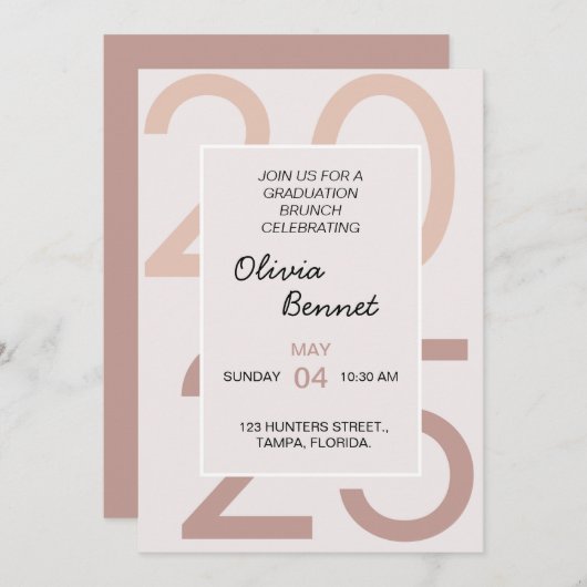 Eleganter Abschluss Brunch Einladung (Vorne/Hinten)