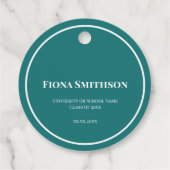 Eleganter Abschluss Celebration Green und White Geschenkanhänger (Rückseite)