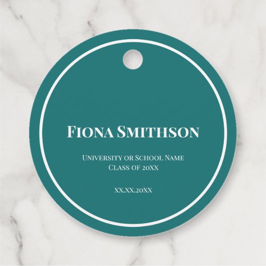 Eleganter Abschluss Celebration Green und White Geschenkanhänger (Rückseite)