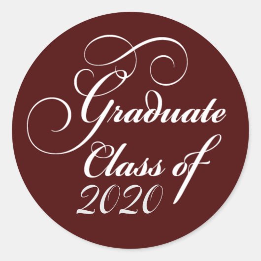 Eleganter Abschluss Class of 2020 Red Vielen Dank Runder Aufkleber (Vorderseite)