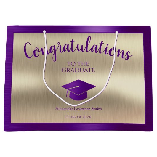 Eleganter Abschluss Class of 2024 Herzlichen Glück Große Geschenktüte (Vorderseite)