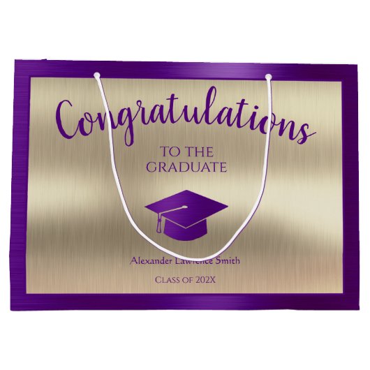 Eleganter Abschluss Class of 2024 Herzlichen Glück Große Geschenktüte (Rückseite)