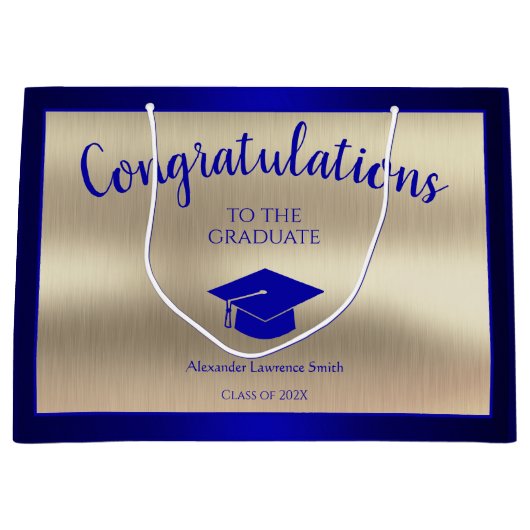 Eleganter Abschluss Class of 2024 Herzlichen Glück Große Geschenktüte (Vorderseite)