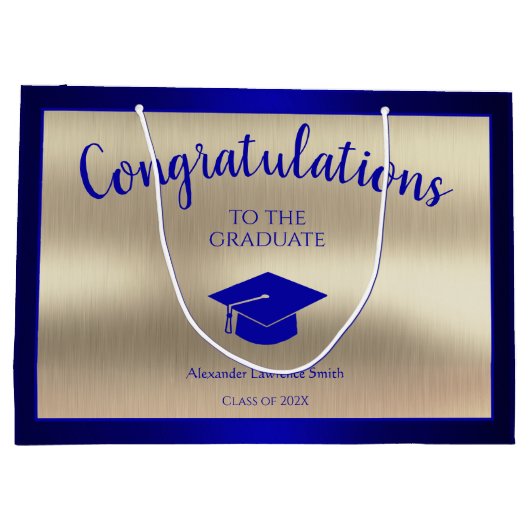 Eleganter Abschluss Class of 2024 Herzlichen Glück Große Geschenktüte (Rückseite)