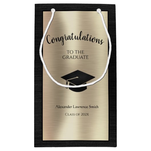 Eleganter Abschluss Class of 2024 Herzlichen Glück Kleine Geschenktüte (Rückseite)