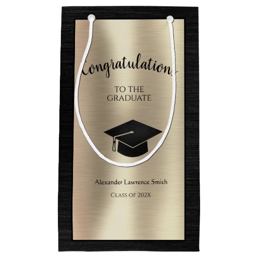 Eleganter Abschluss Class of 2024 Herzlichen Glück Kleine Geschenktüte (Vorderseite)