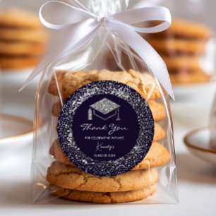 Eleganter Abschluss Dankeschön Sticker - silberne 