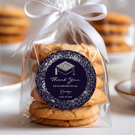 Eleganter Abschluss Dankeschön Sticker - silberne 