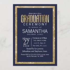 Eleganter Abschluss der modernen Navy Blue Gold Se Einladung