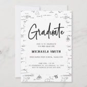 Eleganter Abschluss der White Mathe Graduate High Einladung (Vorderseite)