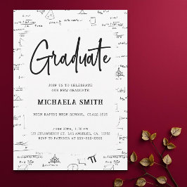 Eleganter Abschluss der White Mathe Graduate High Einladung
