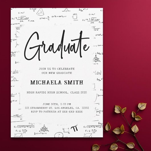 Eleganter Abschluss der White Mathe Graduate High  Einladung
