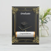 Eleganter Abschluss Diplom mit Mortarboard Einladung (Stehend Vorderseite)