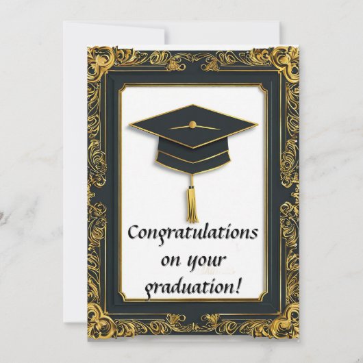 Eleganter Abschluss Diplom mit Mortarboard Einladung (Vorderseite)