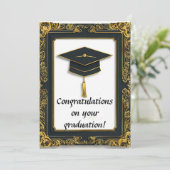 Eleganter Abschluss Diplom mit Mortarboard Einladung (Stehend Vorderseite)