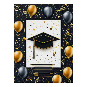 Eleganter Abschluss Diplom mit Mortarboard Poster