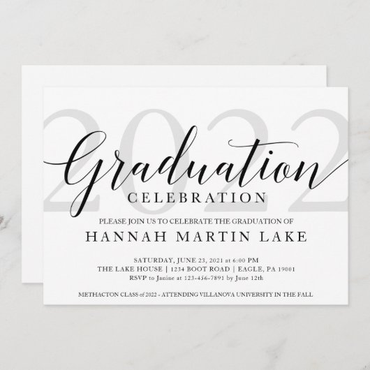 Eleganter Abschluss - Einladung (Vorne/Hinten)