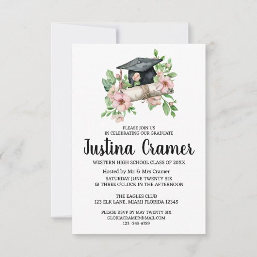 Eleganter Abschluss Einladung (Vorderseite)