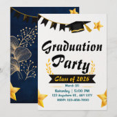 Eleganter Abschluss Einladung (Vorne/Hinten)