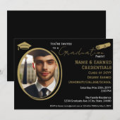 Eleganter Abschluss Foto Black Gold Cap, Diploma Ankündigung (Vorne/Hinten)