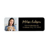 Eleganter Abschluss Foto Black Gold Rücksendeadres (Vorne)