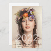 Eleganter Abschluss Foto Blumenklasse 2022 Einladung (Vorne/Hinten)