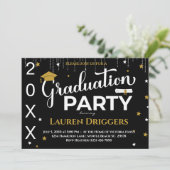 Eleganter Abschluss Foto Jahr Glitzer Einladung (Stehend Vorderseite)