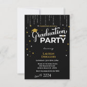 Eleganter Abschluss Foto Jahr Glitzer Einladung (Vorderseite)