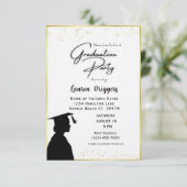 Eleganter Abschluss Foto Jahr Glitzer Einladung (Stehend Vorderseite)