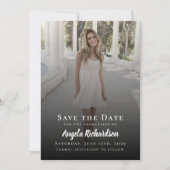 Eleganter Abschluss Foto Typografie Save the Date Ankündigung (Vorderseite)