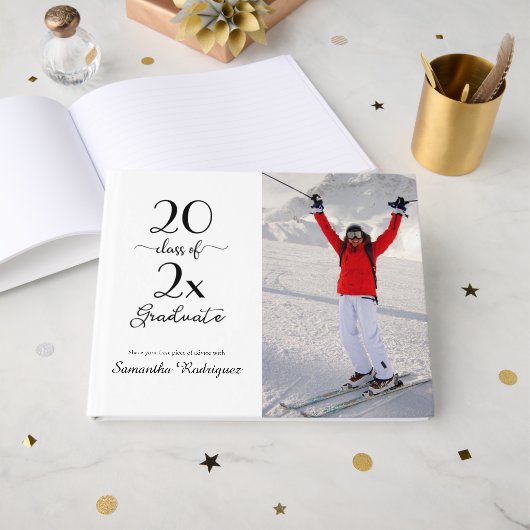 Eleganter Abschluss für 2025-Foto-Muster Gästebuch (Vorderseite Offen)